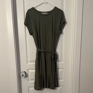 LOFT Forest Green Midi Dress with Belt
